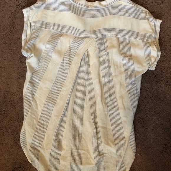 Cream/blue striped button up - Picture 2 of 3
